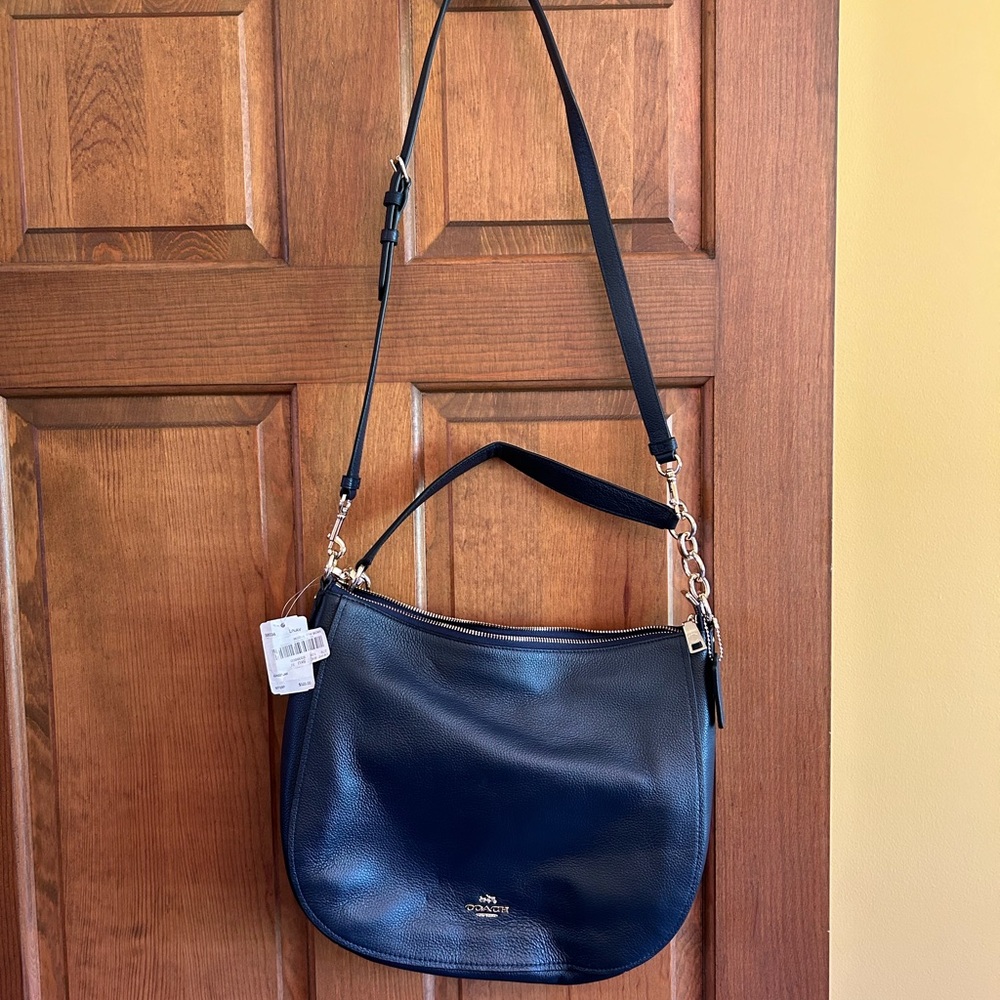 Navy Leather Coach Handbag